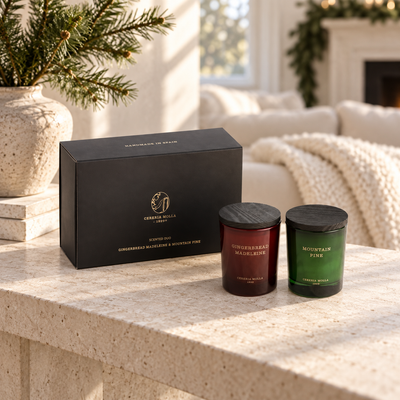 Cereria Molla Holiday Gift Set in an elegant sunlit holiday interior