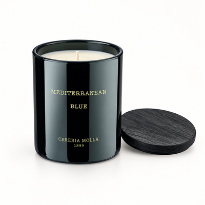 Cereria Molla Mediterranean Blue Black 230 g candle, clear product view