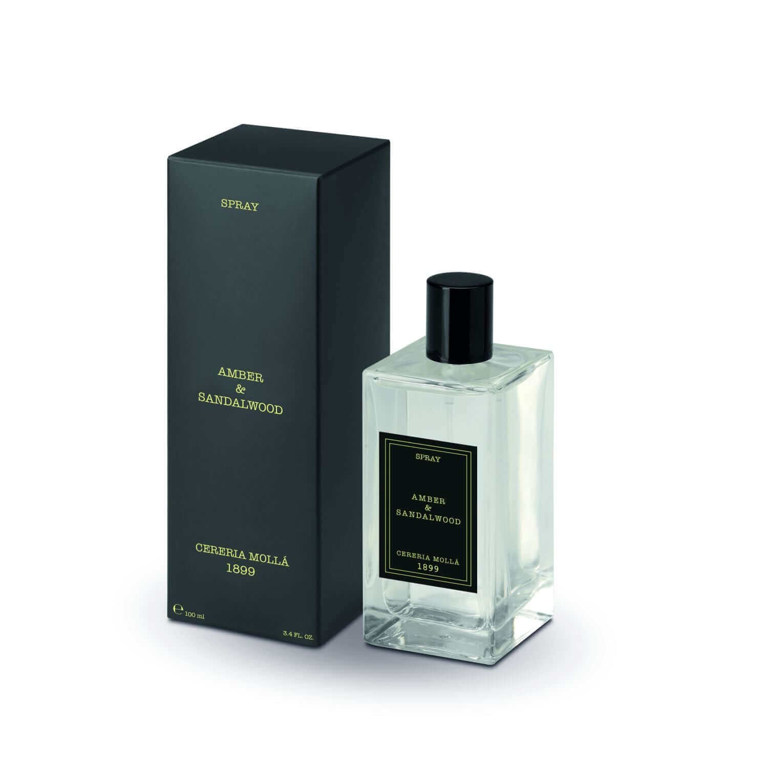 Cereria Molla - Premium Spray - Transparent 3.4 fl oz / 100 ml -  Amber & Sandalwood - Coastous