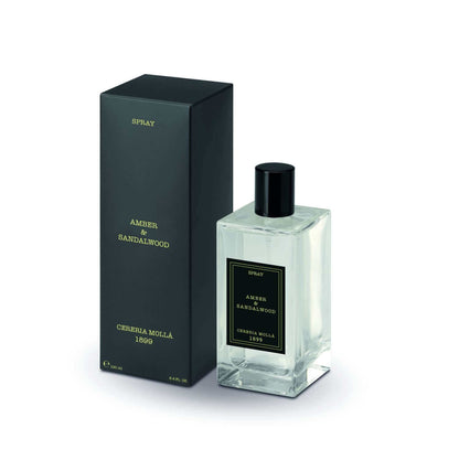 Cereria Molla - Premium Spray - Transparent 3.4 fl oz / 100 ml -  Amber & Sandalwood - Coastous