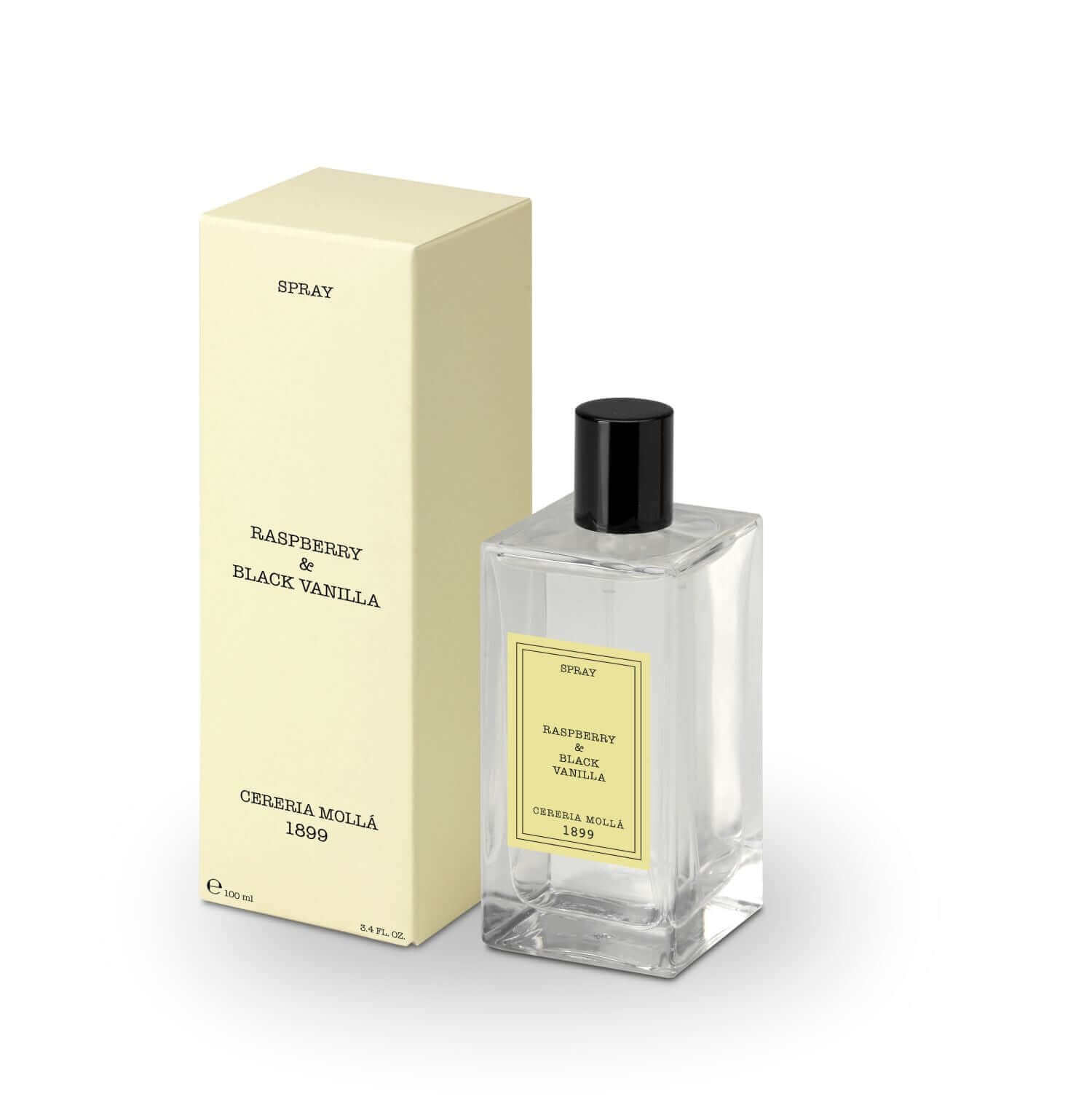 Cereria Molla - Premium Spray - Transparent 3.4 fl oz / 100 ml -  Raspberry and Black Vanilla - Coastous