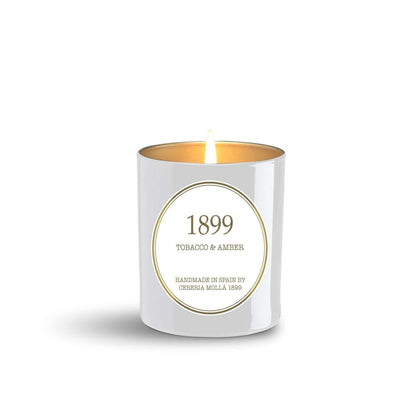 Cereria Molla - Tobacco & Amber White & Gold Premium Candle -  8 oz / 230 g -  Coastous