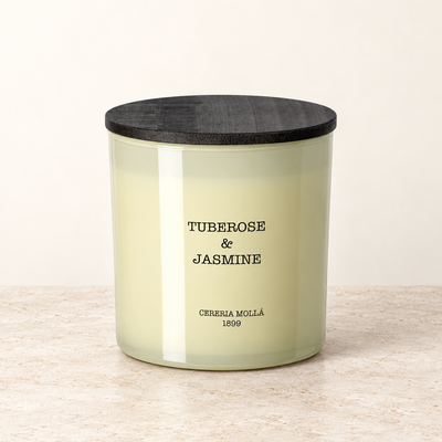 Cereria Molla Tuberose & Jasmine XL 600 g three-wick candle, clear product view