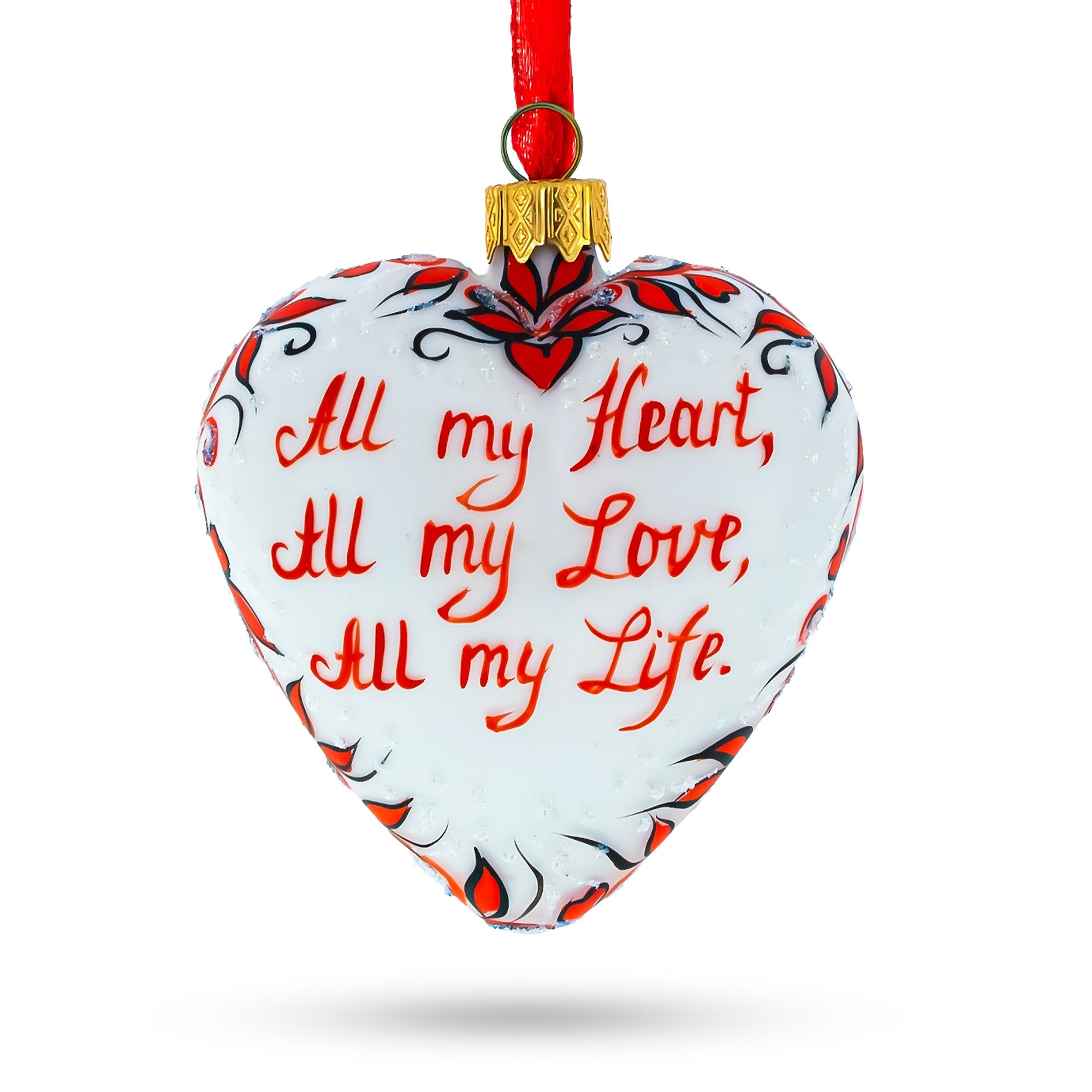 Valentine's Day Heart Shape Glass Christmas Ornament