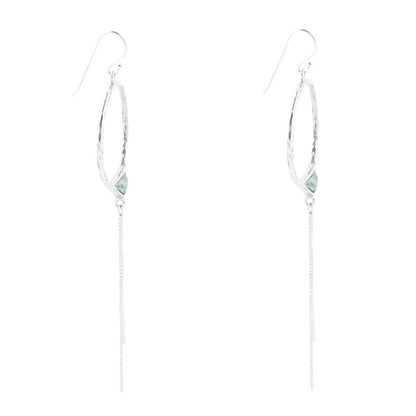 Turquoise and Sterling Silver Chain Fringe Front Hoop Barse Jewelry