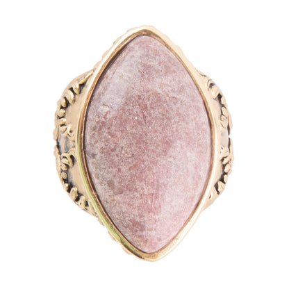 Champion Pink Rhodonite Golden Cocktail Ring Barse Jewelry