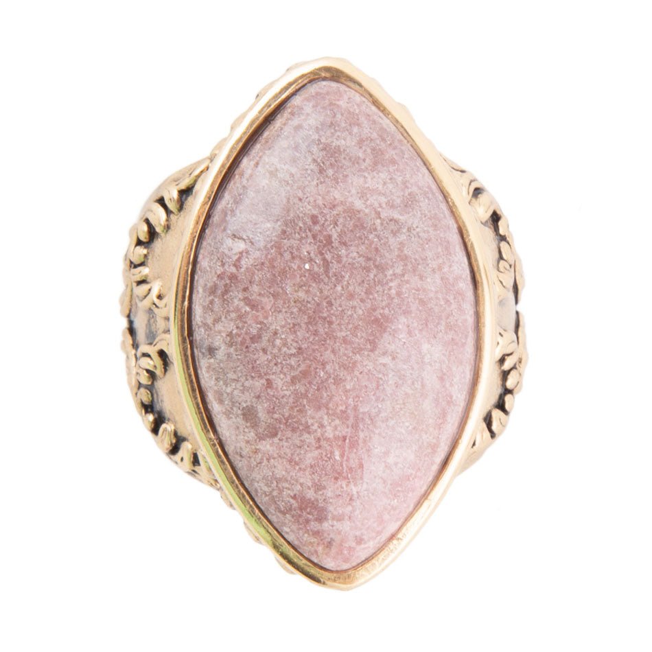 Champion Pink Rhodonite Golden Cocktail Ring Barse Jewelry