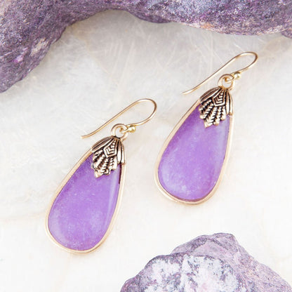 Charleston Purple Quartz Golden Drop Earrings Barse Jewelry