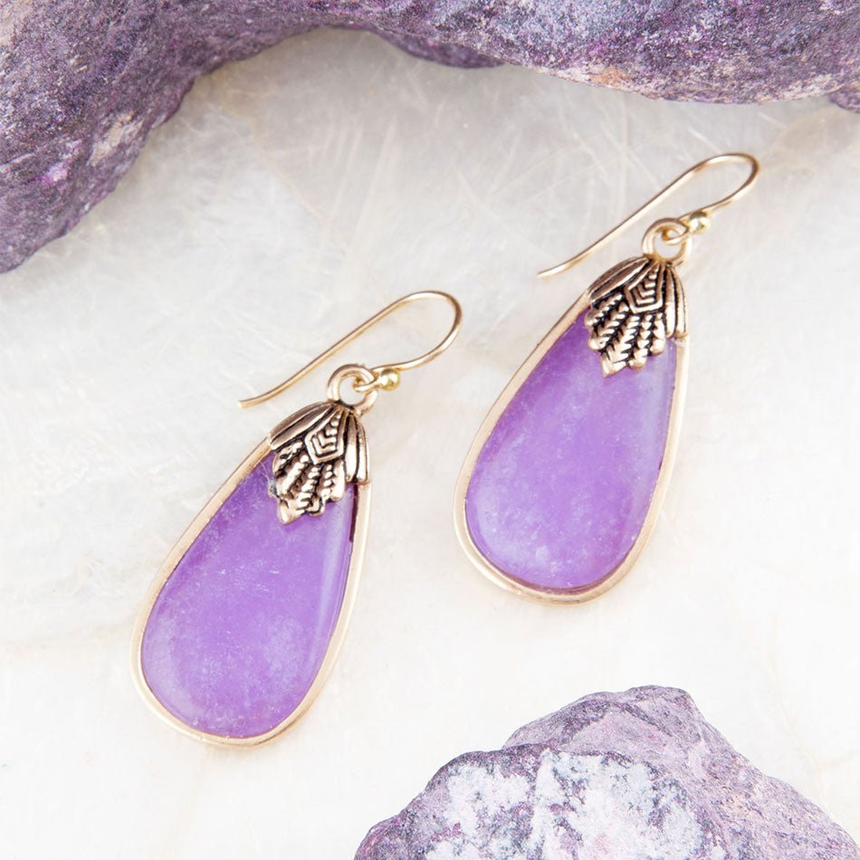 Charleston Purple Quartz Golden Drop Earrings Barse Jewelry