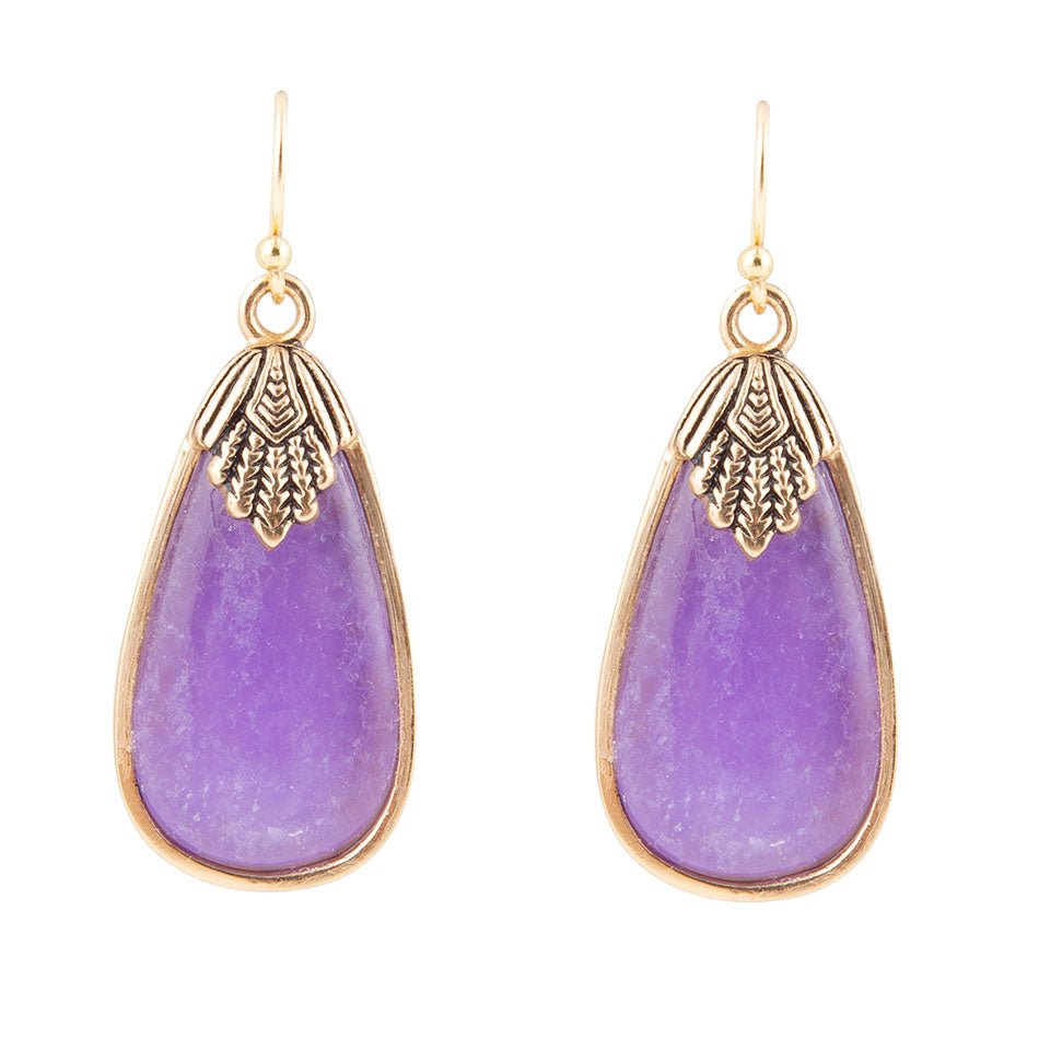 Charleston Purple Quartz Golden Drop Earrings Barse Jewelry