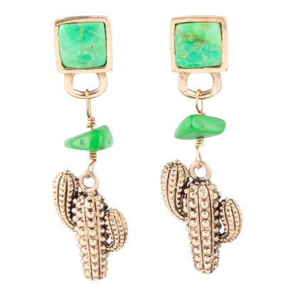 Charmed Cactus Lime Green Turquoise Post Earrings Barse Jewelry