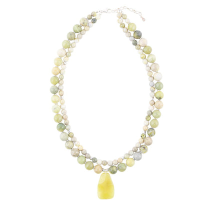 Chartruese Green Lemon Jade Statement Necklace Barse Jewelry