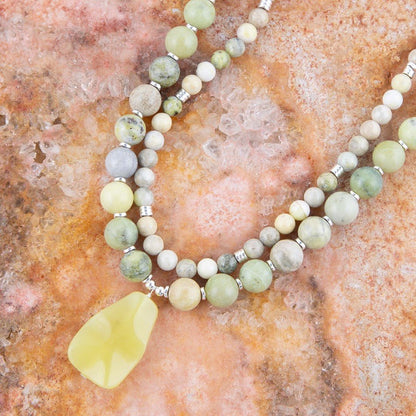 Chartruese Green Lemon Jade Statement Necklace Barse Jewelry