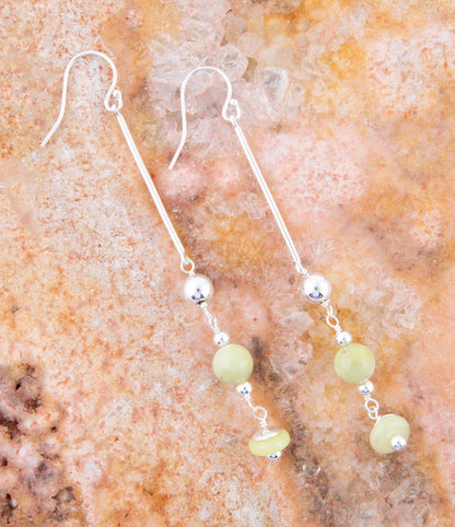 Chartruese Lemon Jade Linear Earrings Barse Jewelry