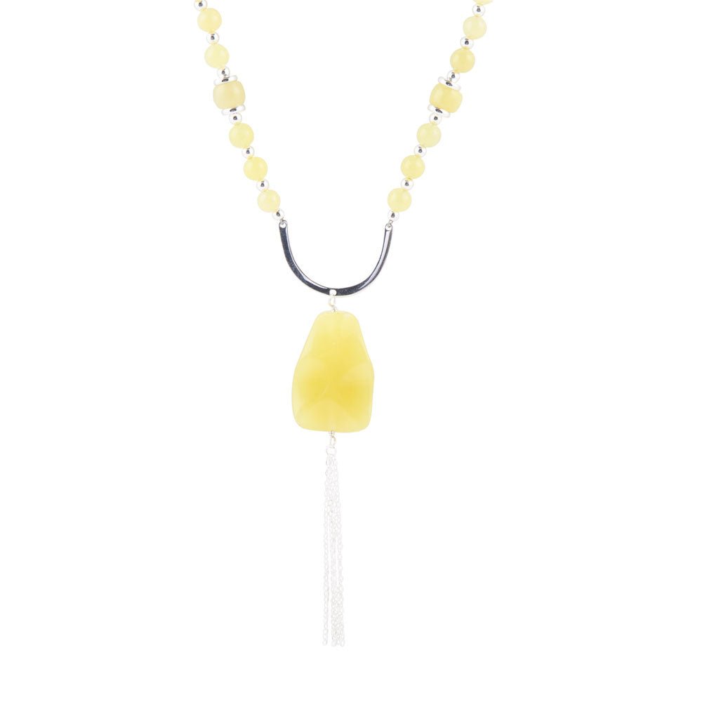 Chartruese Lemon Jade Long Pendant Necklace Barse Jewelry