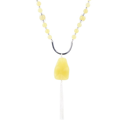 Chartruese Lemon Jade Long Pendant Necklace Barse Jewelry