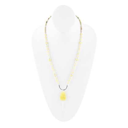 Chartruese Lemon Jade Long Pendant Necklace Barse Jewelry