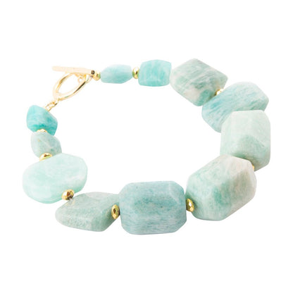 Chunky Green Amazonite Golden Toggle Bracelet Barse Jewelry
