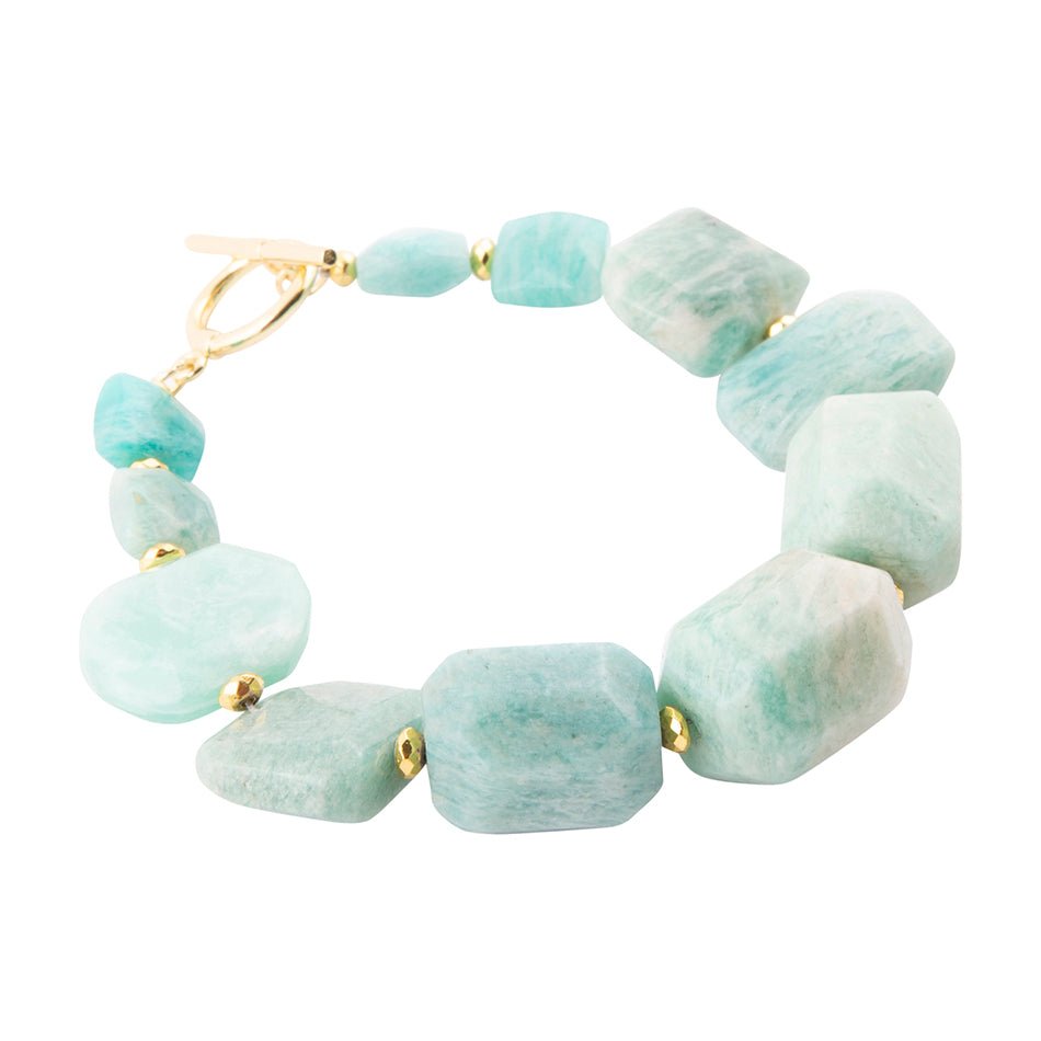 Chunky Green Amazonite Golden Toggle Bracelet Barse Jewelry