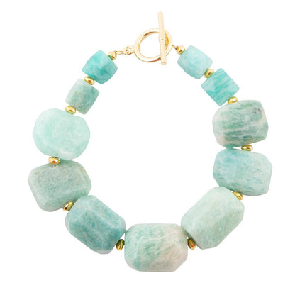Chunky Green Amazonite Golden Toggle Bracelet Barse Jewelry
