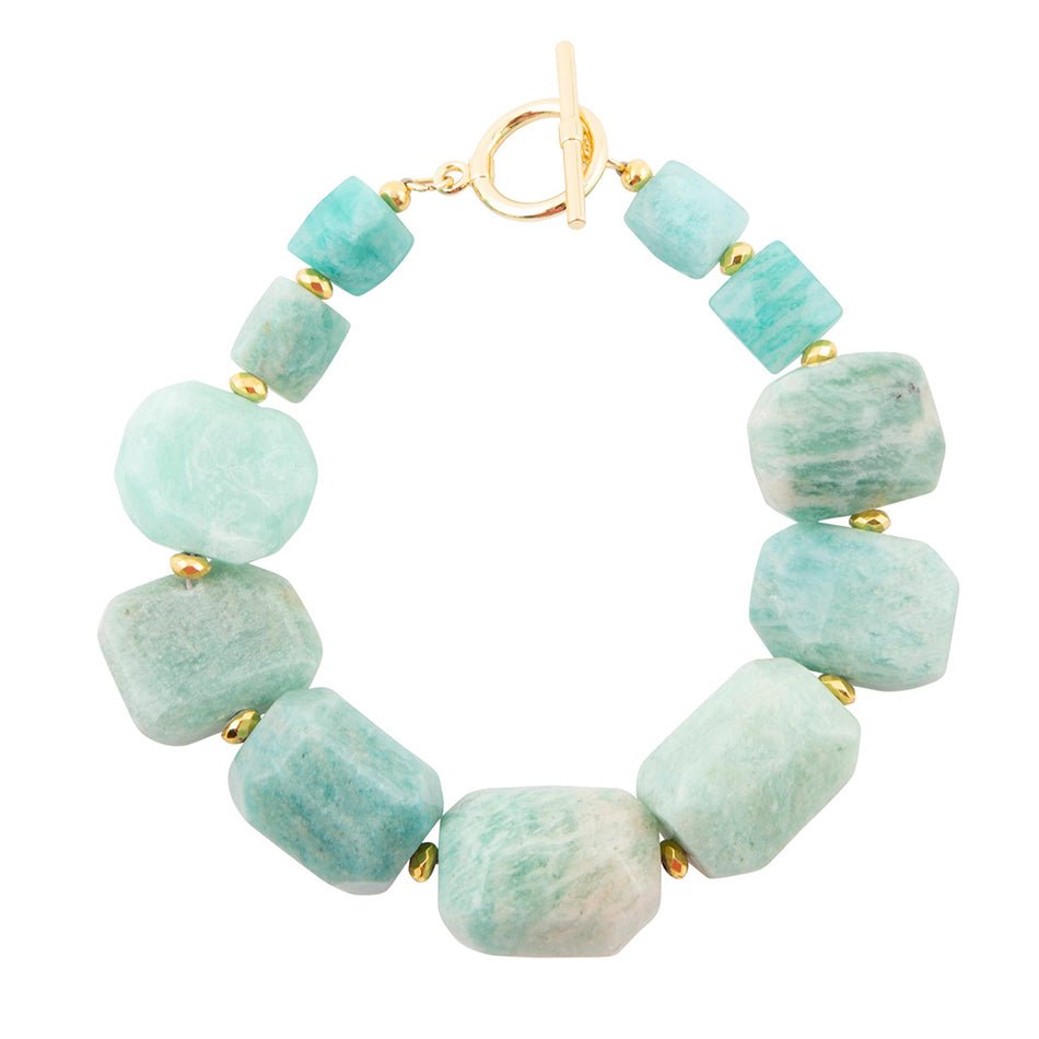 Chunky Green Amazonite Golden Toggle Bracelet Barse Jewelry
