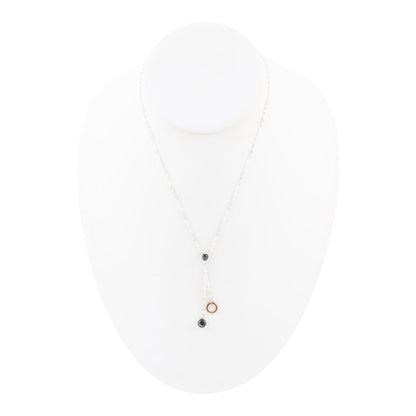 Circle Two-Toned Grey Labradorite Sterling Silver Necklace Barse Jewelry