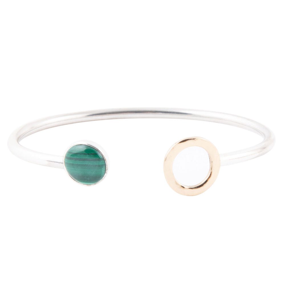 Circle Two Toned Green Malachite Cuff Bracelet Barse Jewelry