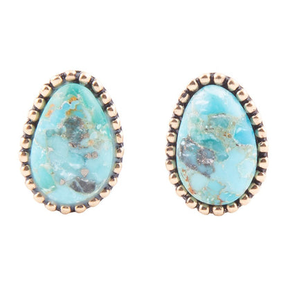 Clip On Blue Turquoise Golden Earrings Barse Jewelry