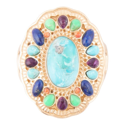 Concho Colorful Golden Statement Ring Barse Jewelry