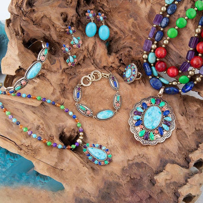 Concho Colorful Golden Statement Ring Barse Jewelry