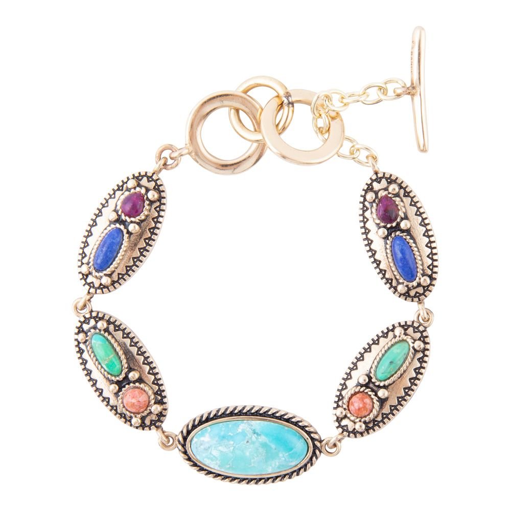 Concho Colorful Golden Link Bracelet Barse Jewelry