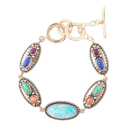 Concho Colorful Golden Link Bracelet Barse Jewelry
