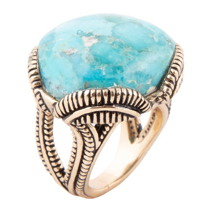 Corinth Blue Turquoise and Golden Statement Ring Barse Jewelry