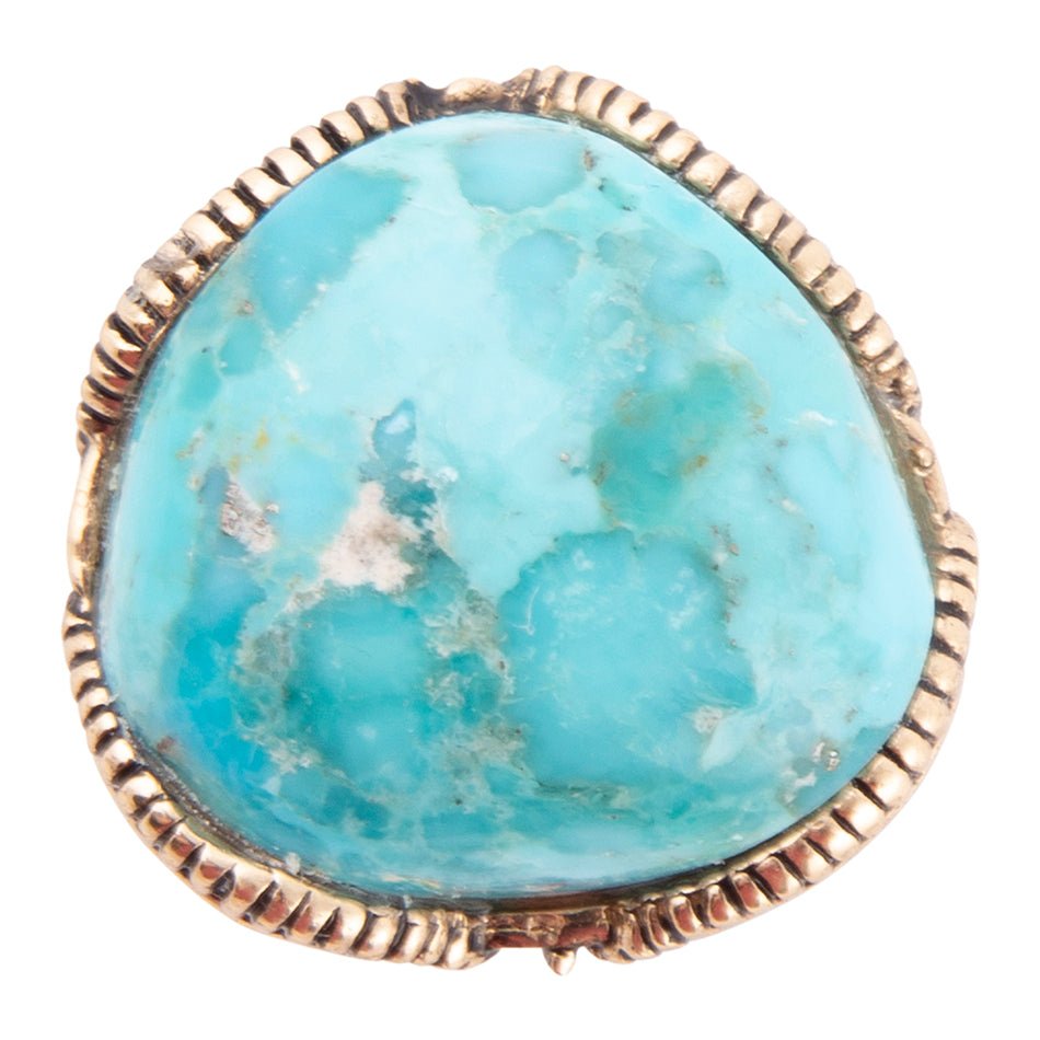 Corinth Blue Turquoise and Golden Statement Ring Barse Jewelry