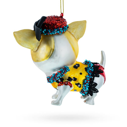 Chic Chihuahua Glass Christmas Ornament