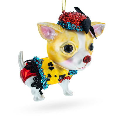 Chic Chihuahua Glass Christmas Ornament