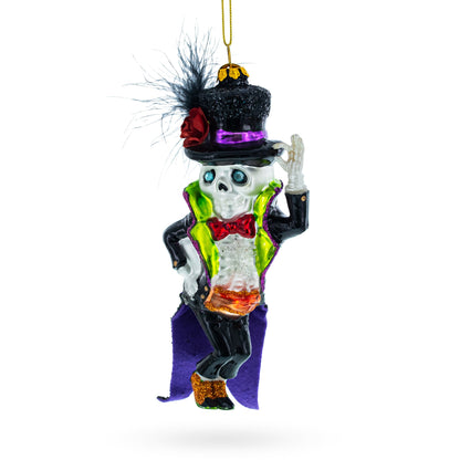 Spooky Skeleton Groom Glass Christmas Ornament BestPysanky