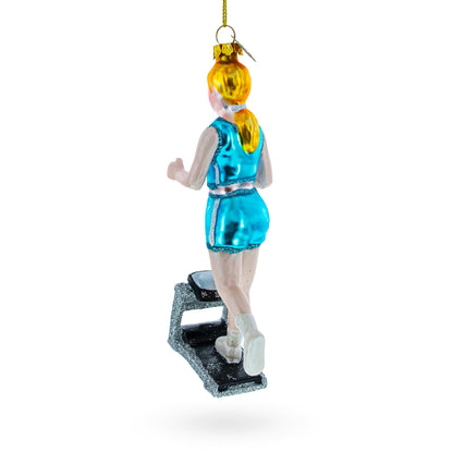 Treadmill Runner Fitness Girl Glass Christmas Ornament