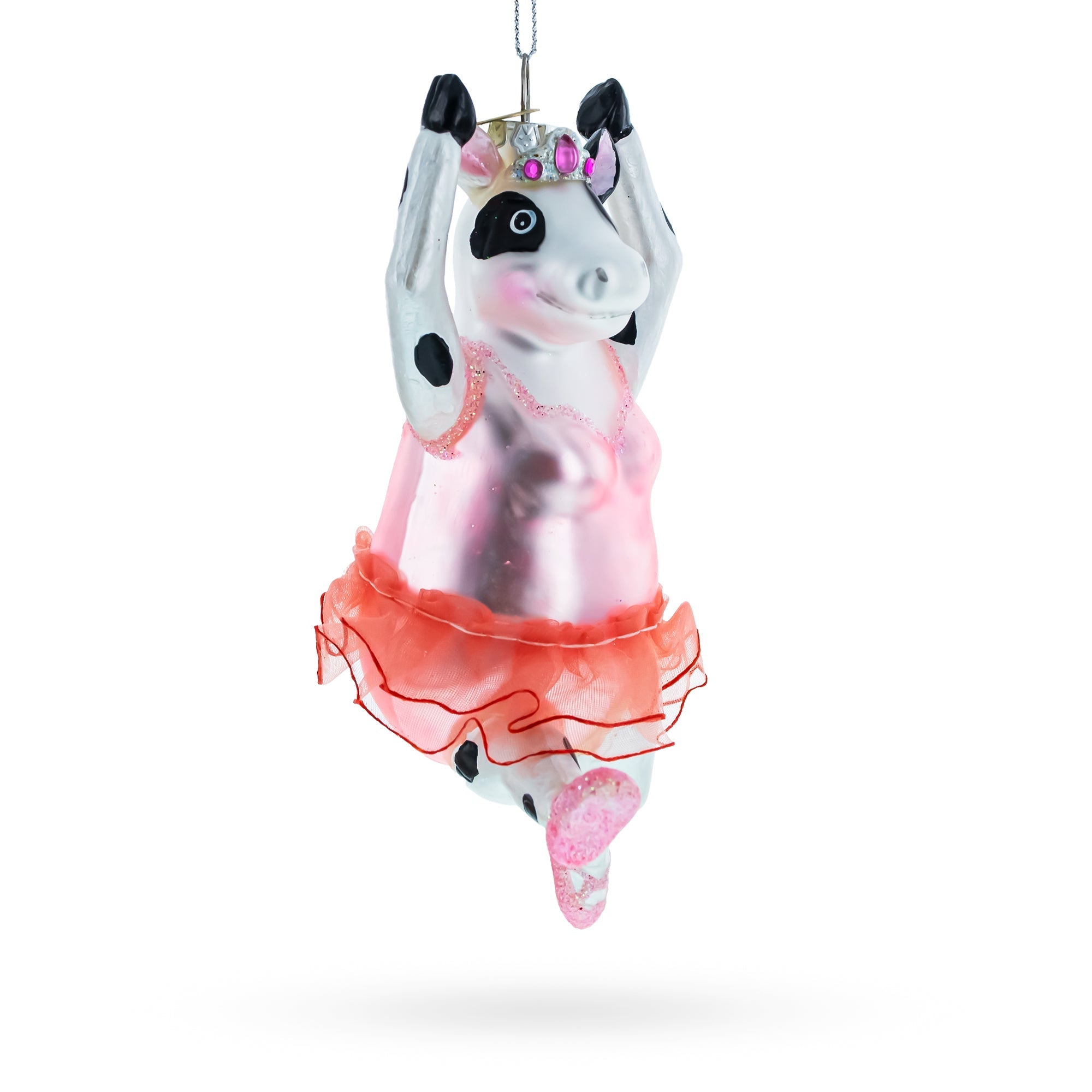 Ballerina Cow Glass Christmas Ornament