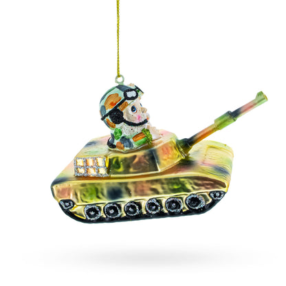 Santa the Tank Commander Glass Christmas Ornament