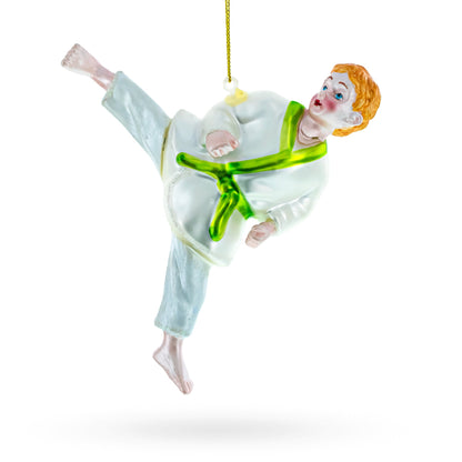 Judo Martial Arts Glass Christmas Ornament