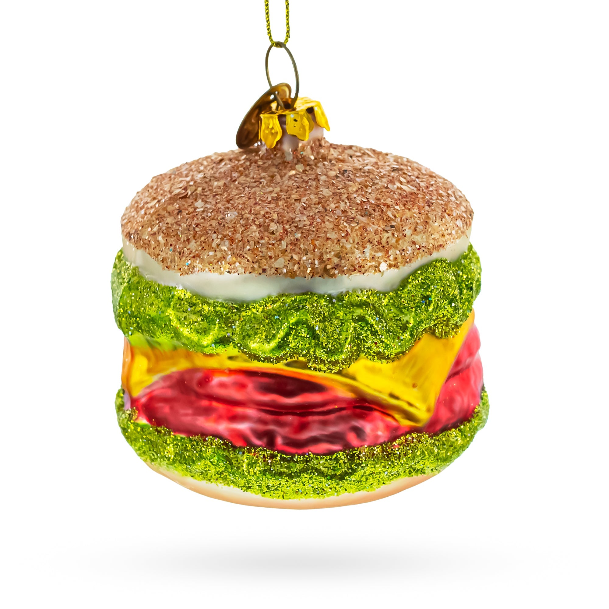 Cheeseburger Glass Christmas Ornament
