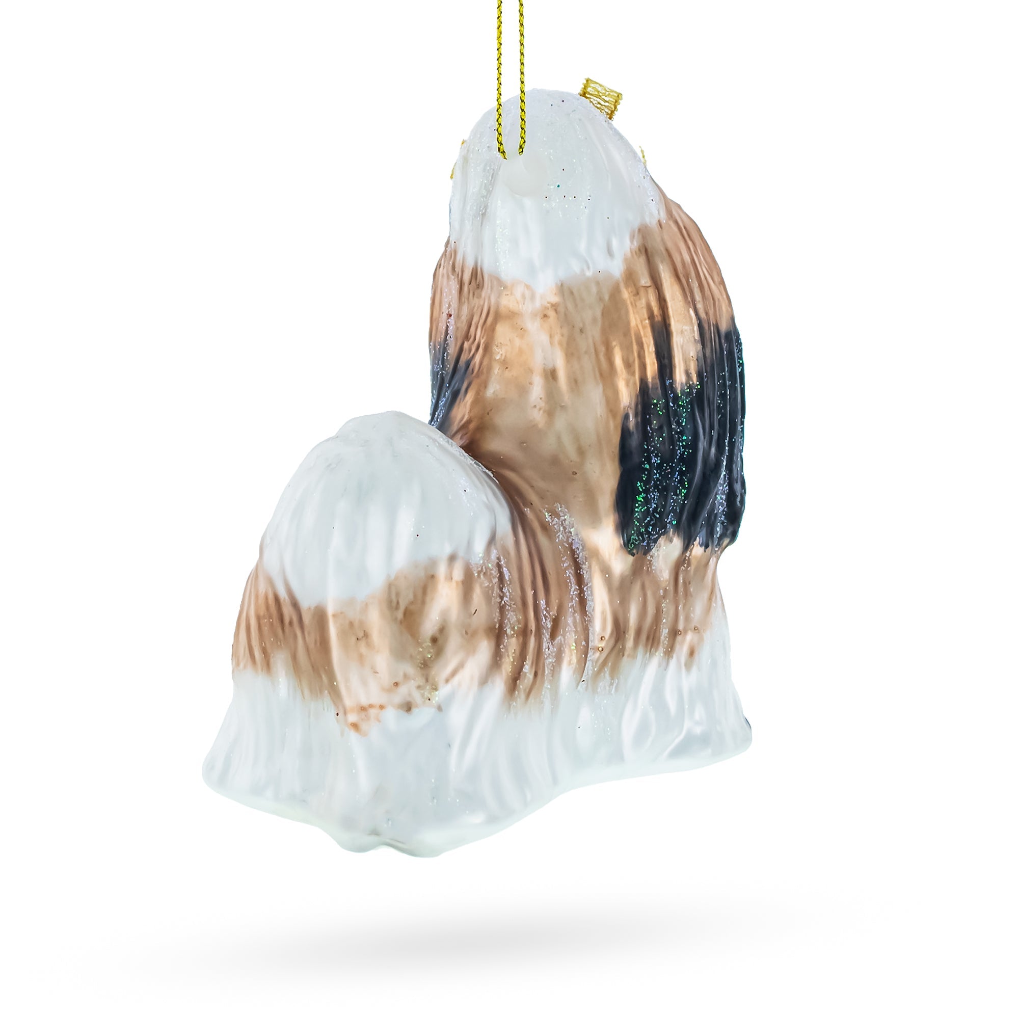 Shih Tzu with Pearls Glass Christmas Ornament