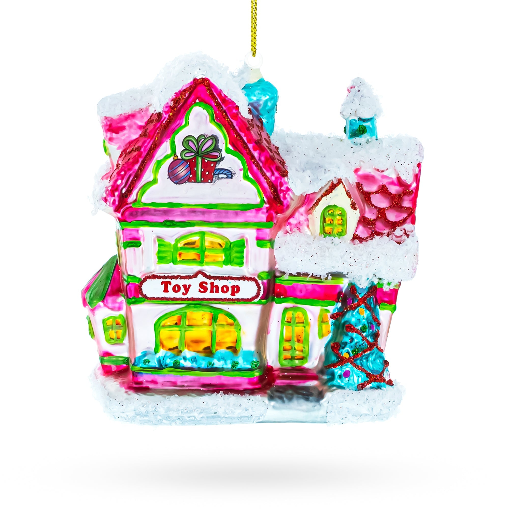 Whimsical Toy Shop Glass Christmas Ornament