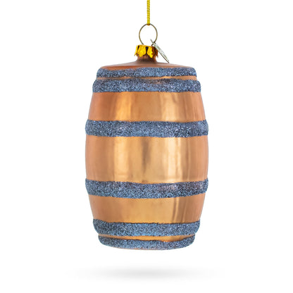 Aged Whiskey Barrel Glass Christmas Ornament
