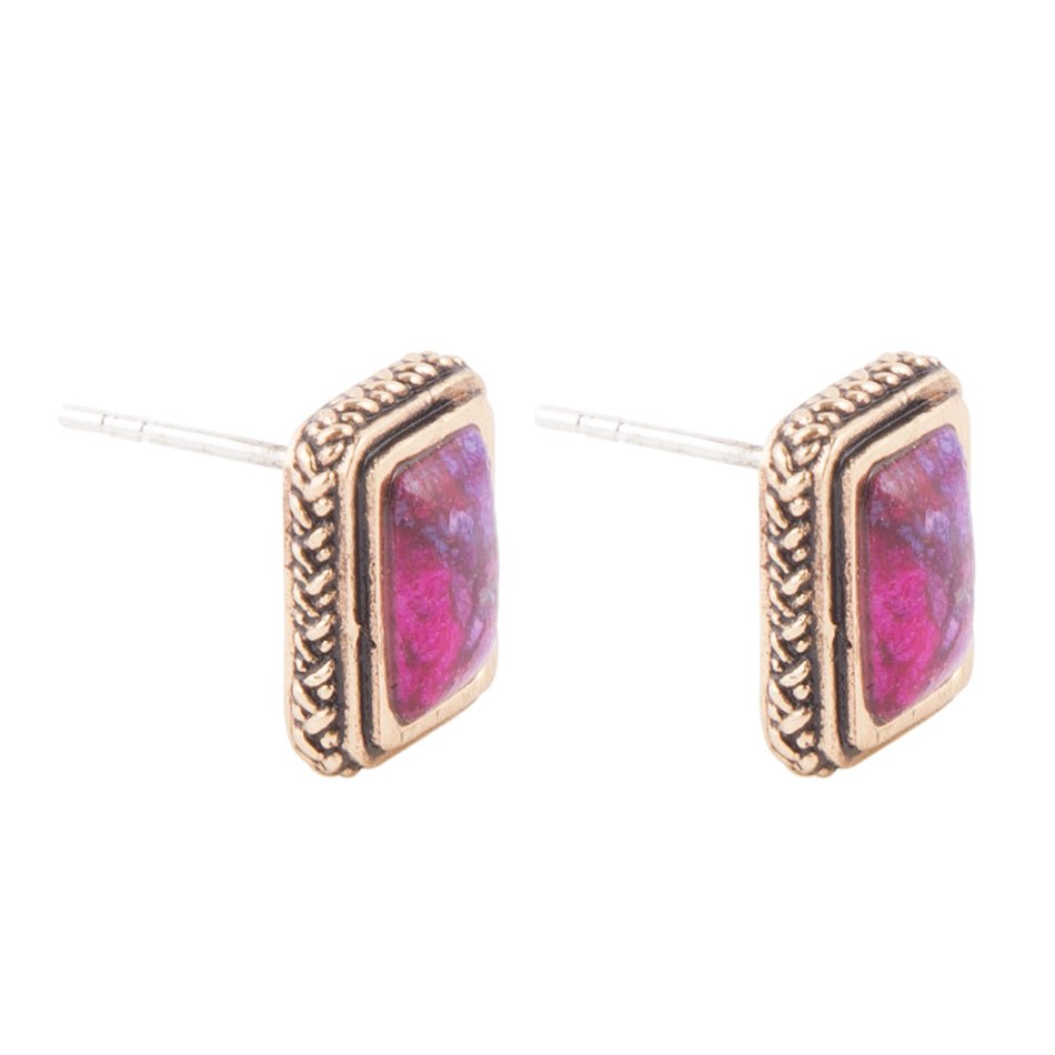 Credence Genuine Purple Turquoise Post Earrings Barse Jewelry