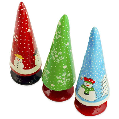 Set of 3 Wooden Tabletop Christmas Trees 8.5 Inches BestPysanky