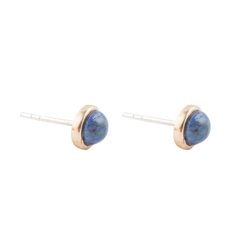 Dainty Lapis and Bronze Dot Earrings Barse Jewelry
