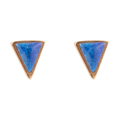 Dainty Blue Lapis Golden Triangle Stud Barse Jewelry