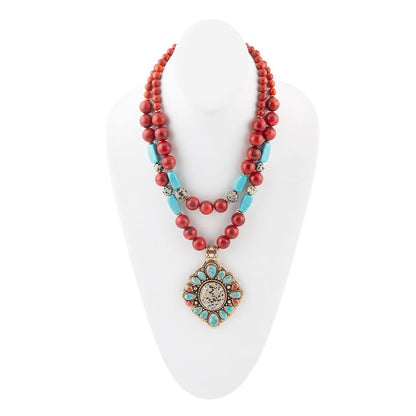 Dalmatian Jasper Colorful Golden Pendant Necklace Barse Jewelry